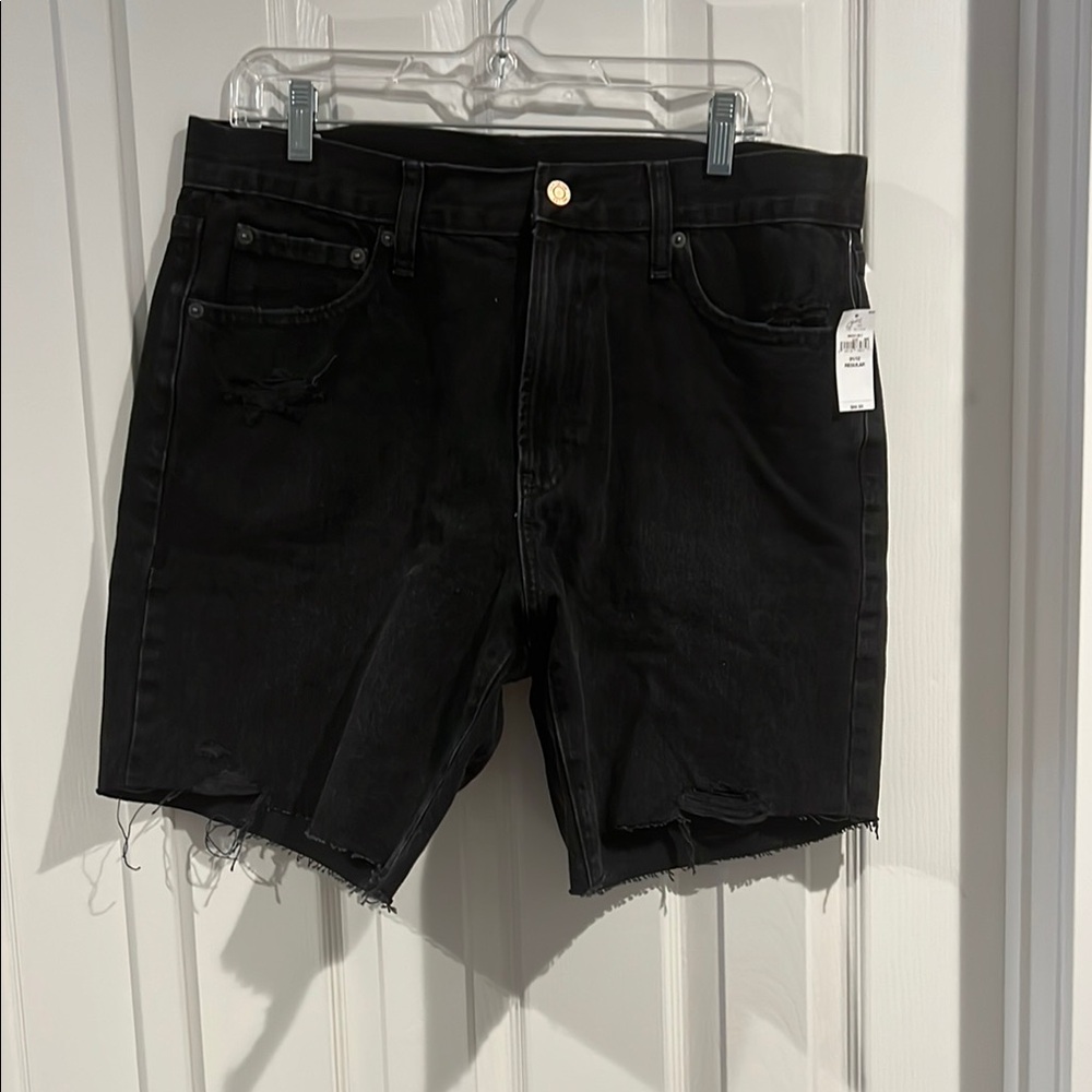 GAP Black Jean Shorts with Frayed Hem